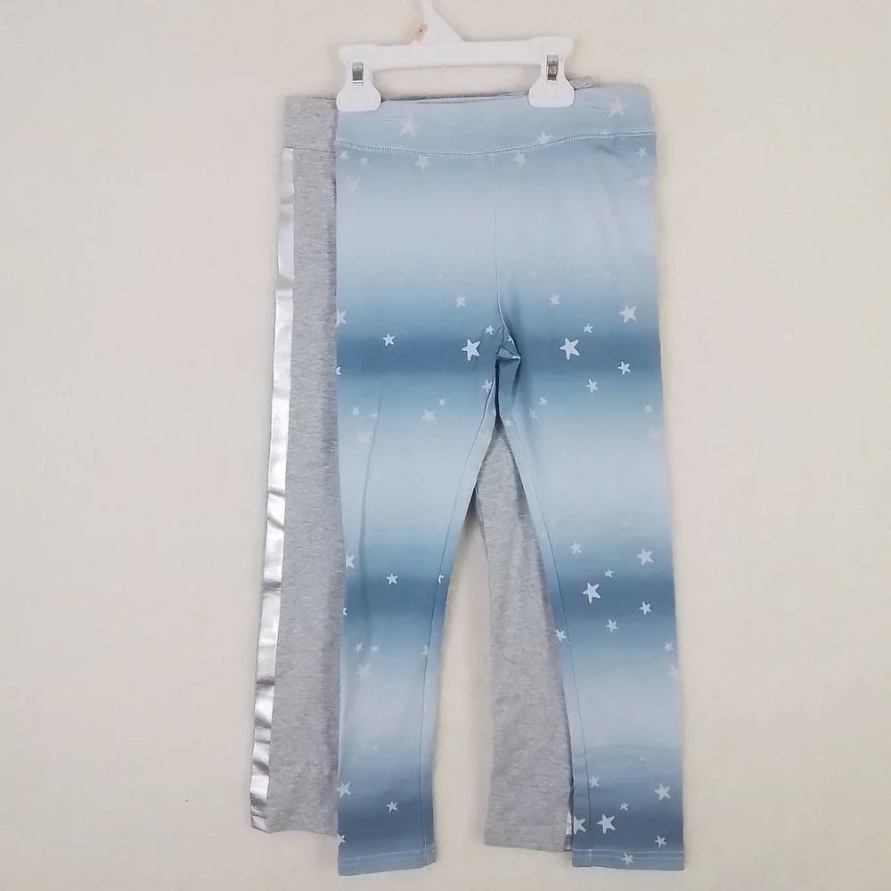 Carter's Kid Set of 2 Leggings Girl's Size 10, Blue w Stars, Grey w Racer Stripe